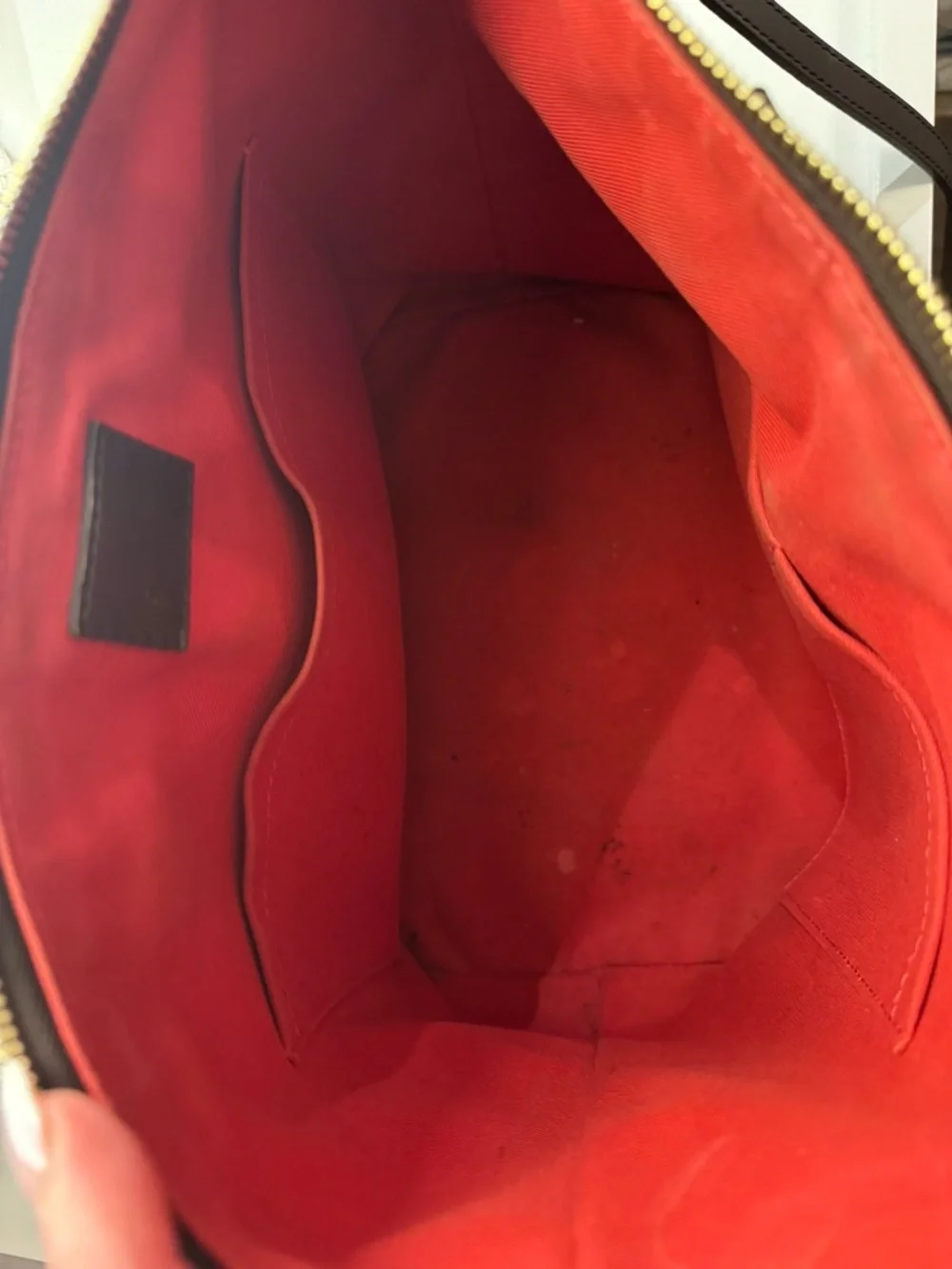 Louis Vuitton Damier Ebene Checkerboard Tote with Red Trim - Picture 3 of 4